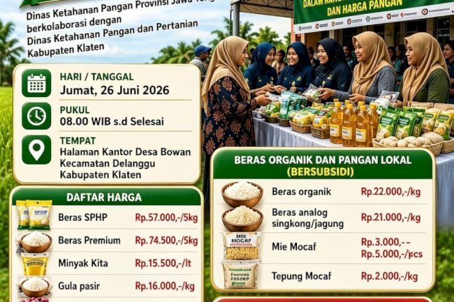 DKPP Klaten Bersama Dinas Ketahanan Pangan Provinsi Jawa Tengah Gelar Gerakan Pangan Murah di Desa Bowan
