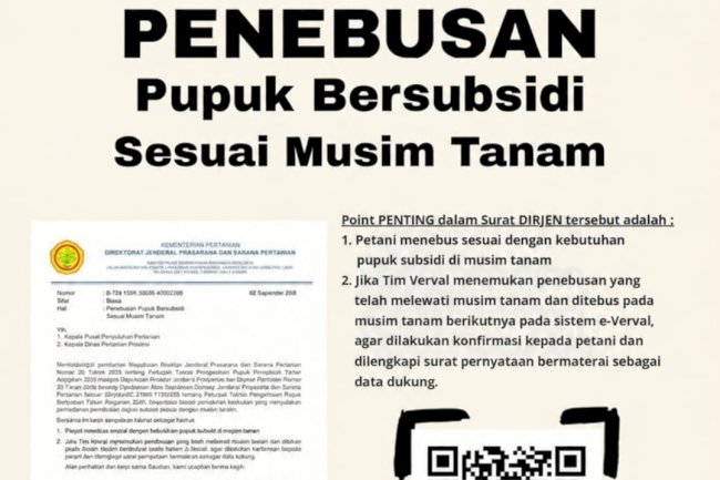 INFO PENTING! Penebusan Pupuk Bersubsidi Mulai 1 September 2026 Sesuai Musim Tanam