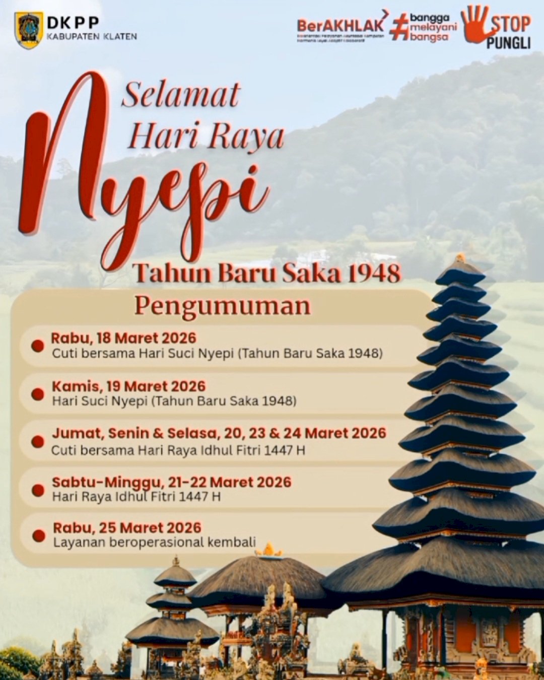 SELAMAT HARI RAYA NYEPI TAHUN BARU SAKA 1948 