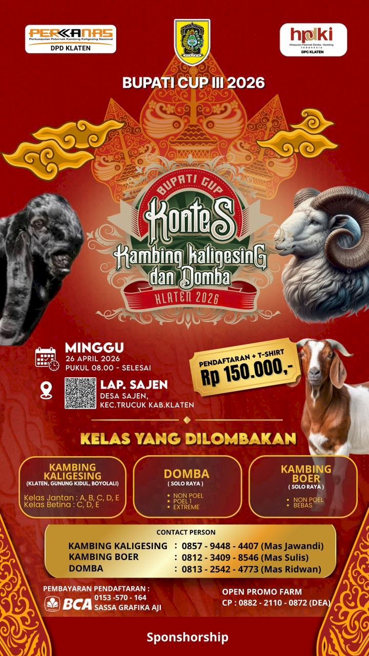 BUPATI CUP III 2026 KONTES KAMBING KALIGESING DAN DOMBA