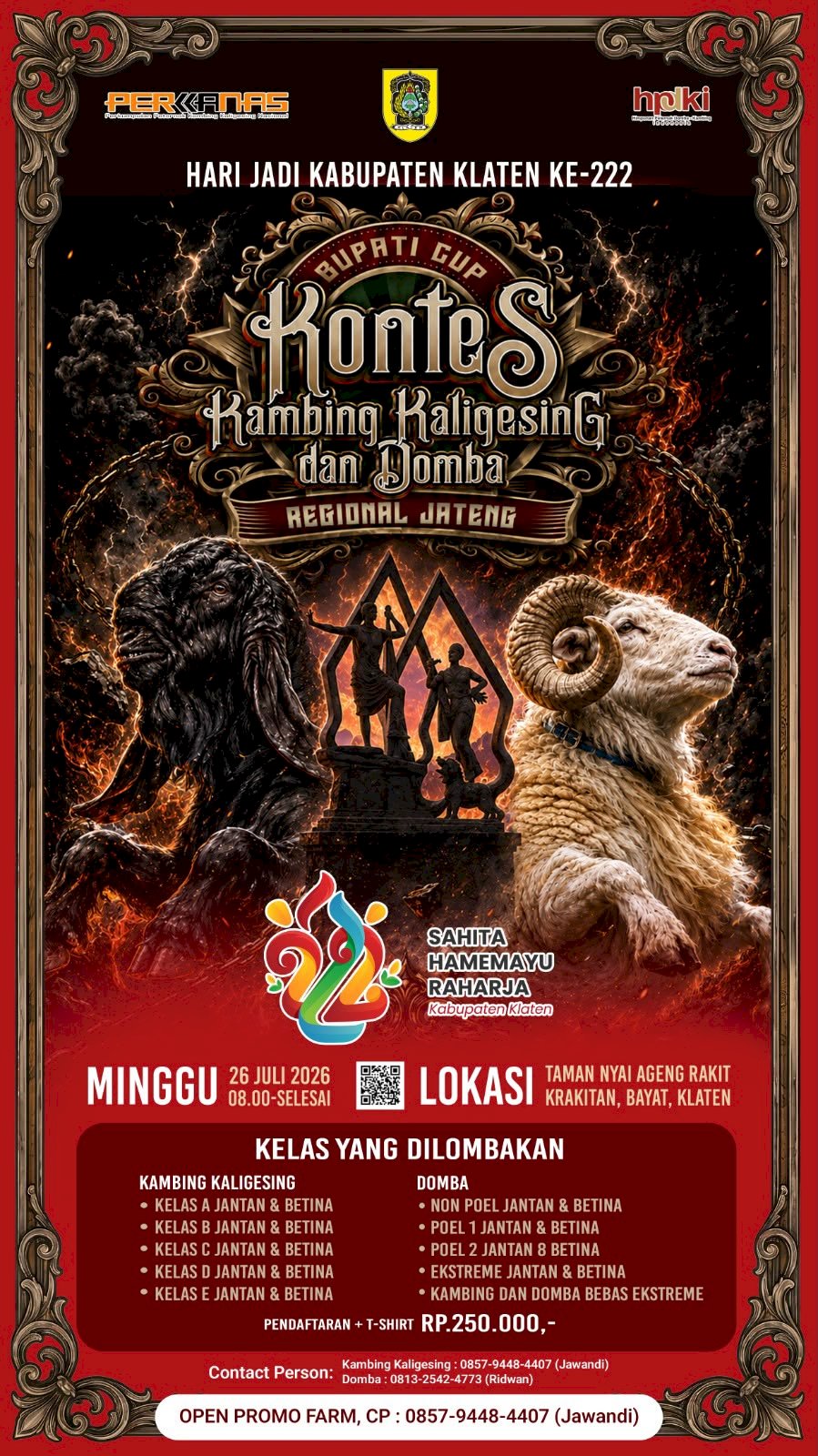 Kontes Kambing Kaligesing dan Domba Regional Jawa Tengah Meriahkan Hari Jadi Kabupaten Klaten ke-222