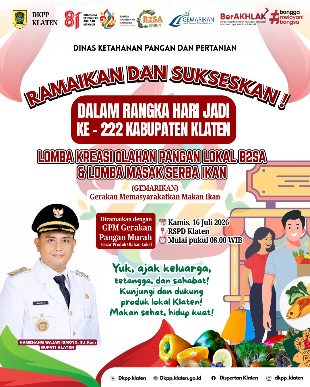 DKPP Klaten Ajak Masyarakat Ramaikan Lomba Kreasi Olahan Pangan Lokal B2SA dan Lomba Masak Serba Ikan
