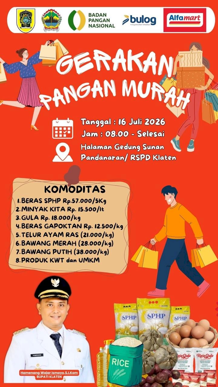 DKPP Klaten Ajak Masyarakat Manfaatkan Gerakan Pangan Murah dalam Rangka Hari Jadi ke-222 Kabupaten Klaten