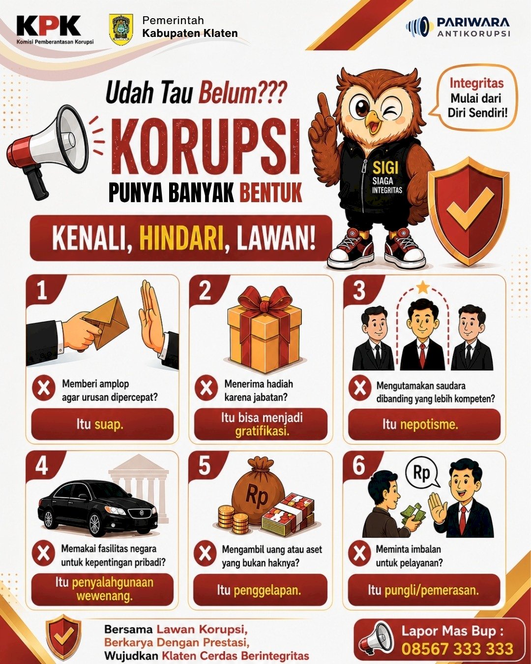Pemkab Klaten Bersama KPK Kampanyekan 6 Bentuk Korupsi: "Kenali, Hindari, Lawan!"