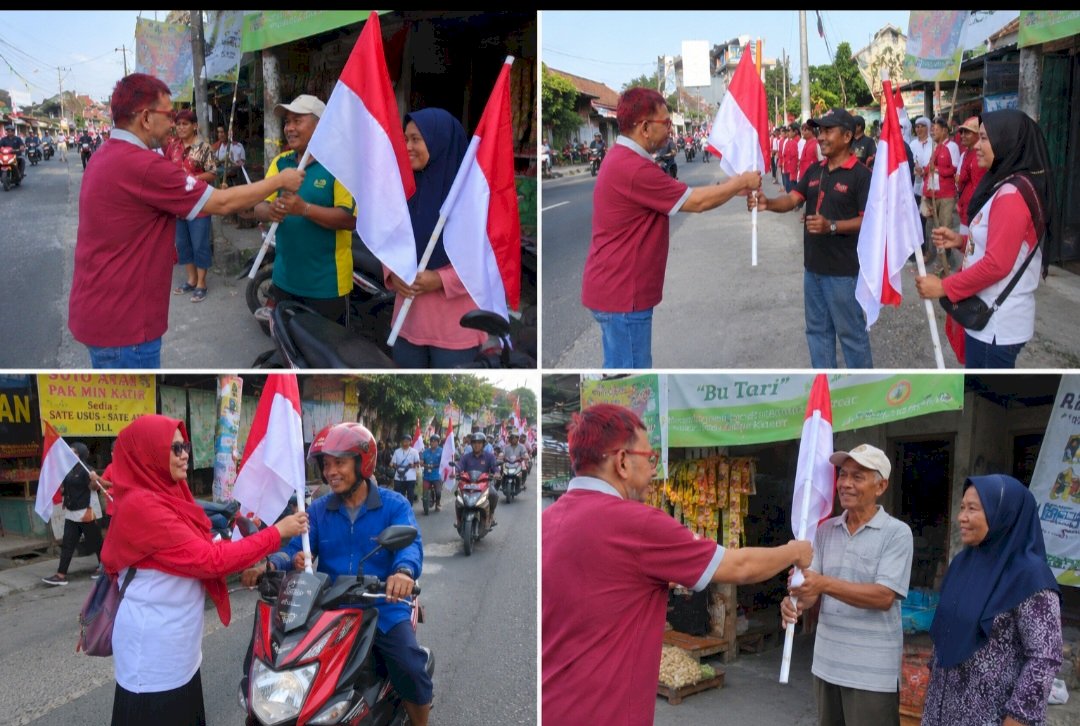 DKPP Klaten Bagikan Bendera Merah Putih kepada Warga Desa Karanganom Sambut HUT RI ke-81