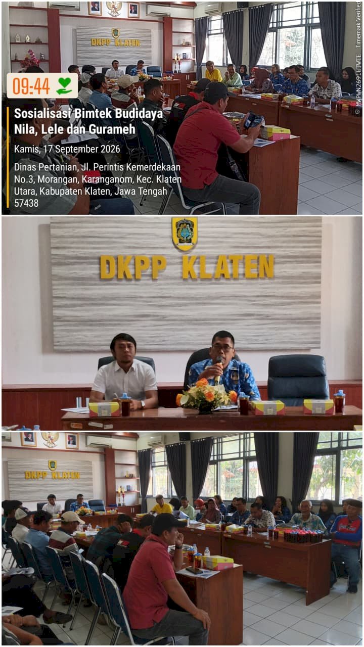 Tingkatkan Produksi Perikanan, DKPP Klaten Gelar Sosialisasi Bimtek Budidaya Nila, Lele dan Gurameh