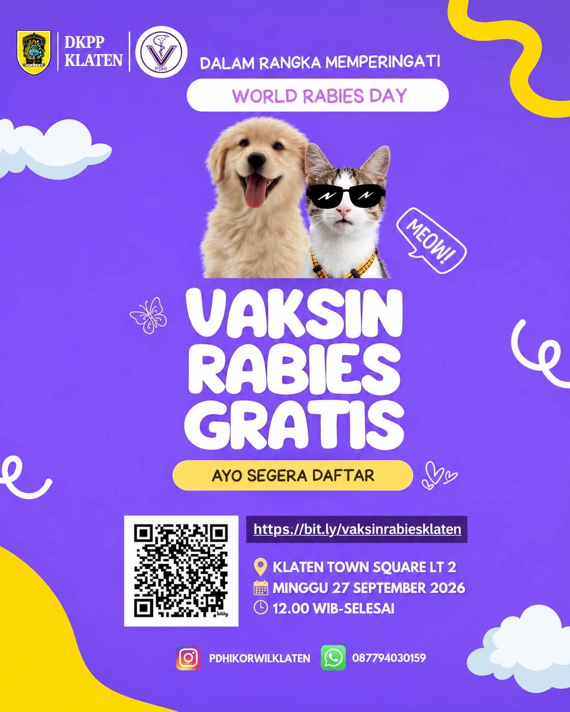 Peringati World Rabies Day, DKPP Klaten dan PDHI Gelar Vaksin Rabies Gratis 